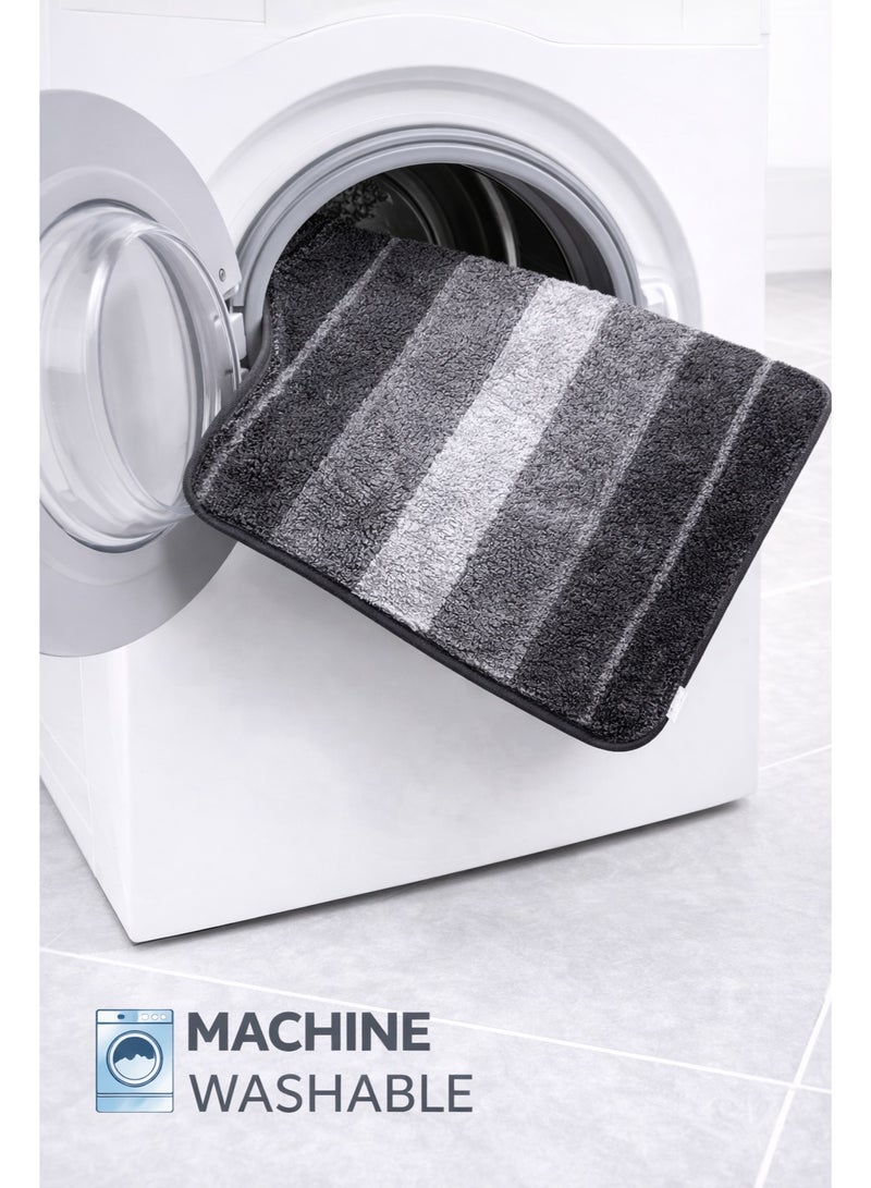 EBREEZZ 2-Piece Luxury Gradient Bathroom Mat Set – U-Shape Toilet Rug & Rectangular Floor Mat – Ultra Soft & Absorbent - Image 3